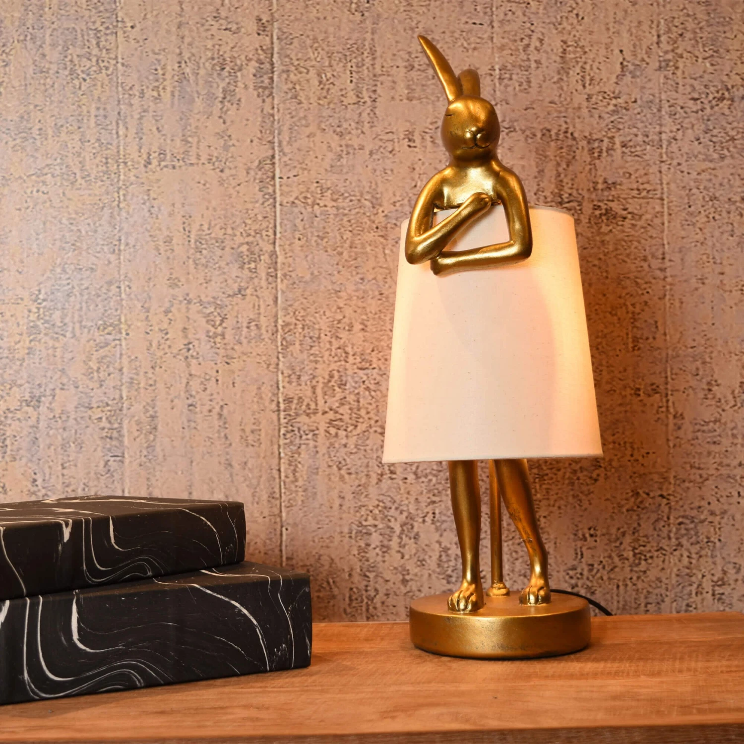 Gold Modest Rabbit 50cm Table Lamp With White Shade 11 Gold Modest Rabbit 50cm Table Lamp With White Shade - Image 11