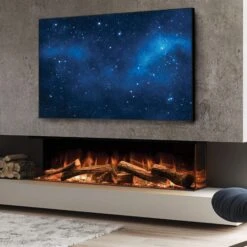 Evonic Halo 1500 Electric Fire HD Glass With British Woodland Logs