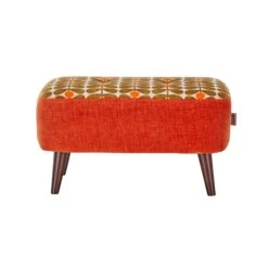 Orla Kiely Donegal Derry Orange & Sixties Stem Fawn Small Footstool