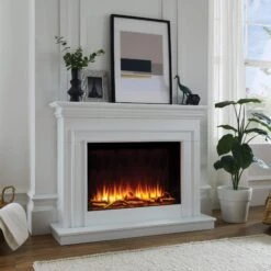 Genoa White Electric Fireplace Suite
