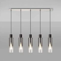 Chelsea Slim Satin Black & Smoked 5 Light Bar Pendant