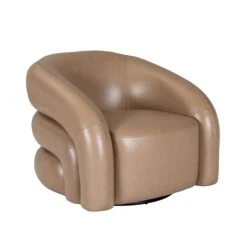 Glass House Arlo Taupe Leather Swivel Chair -Housing Units Furniture Store a9507f53b94e0be4eeb1f06f15f0f35a