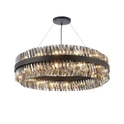 Azio Satin Black & Smoked Round 100cm Pendant Light -Housing Units Furniture Store a99b1b41a3df7450aa2ca192423cb3a4