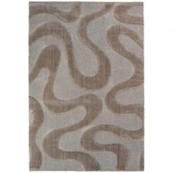 Cleo Wave Taupe Textured 133cm X 195cm Rug
