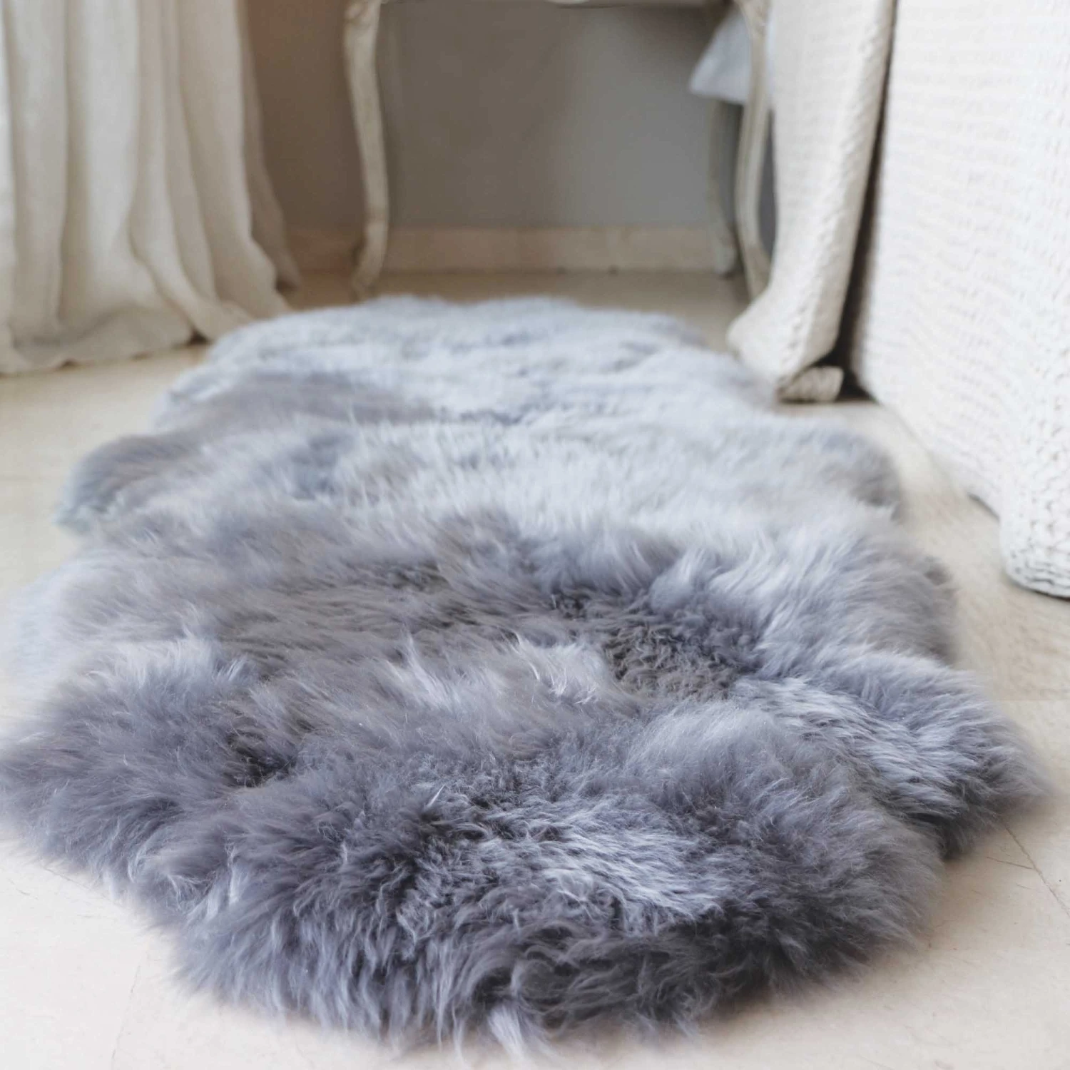 Sheepskin Grey Double Rug 2 Sheepskin Grey Double Rug - Image 2
