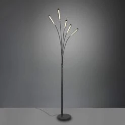 Salon Matt Black 5 Arm LED Floor Lamp