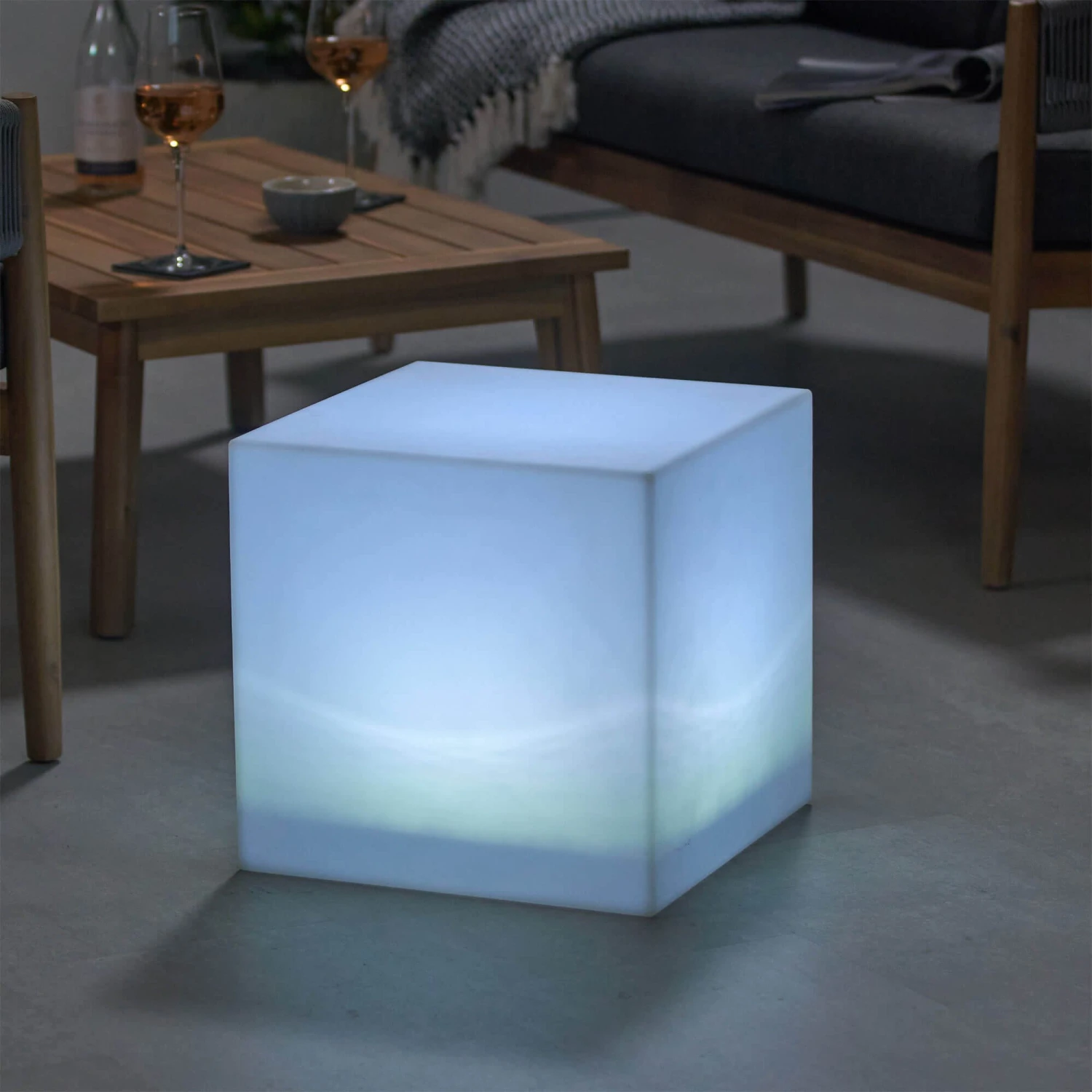 Cube Colour Changing 38cm Outdoor Floor Lamp 2 Cube Colour Changing 38cm Outdoor Floor Lamp - Image 2