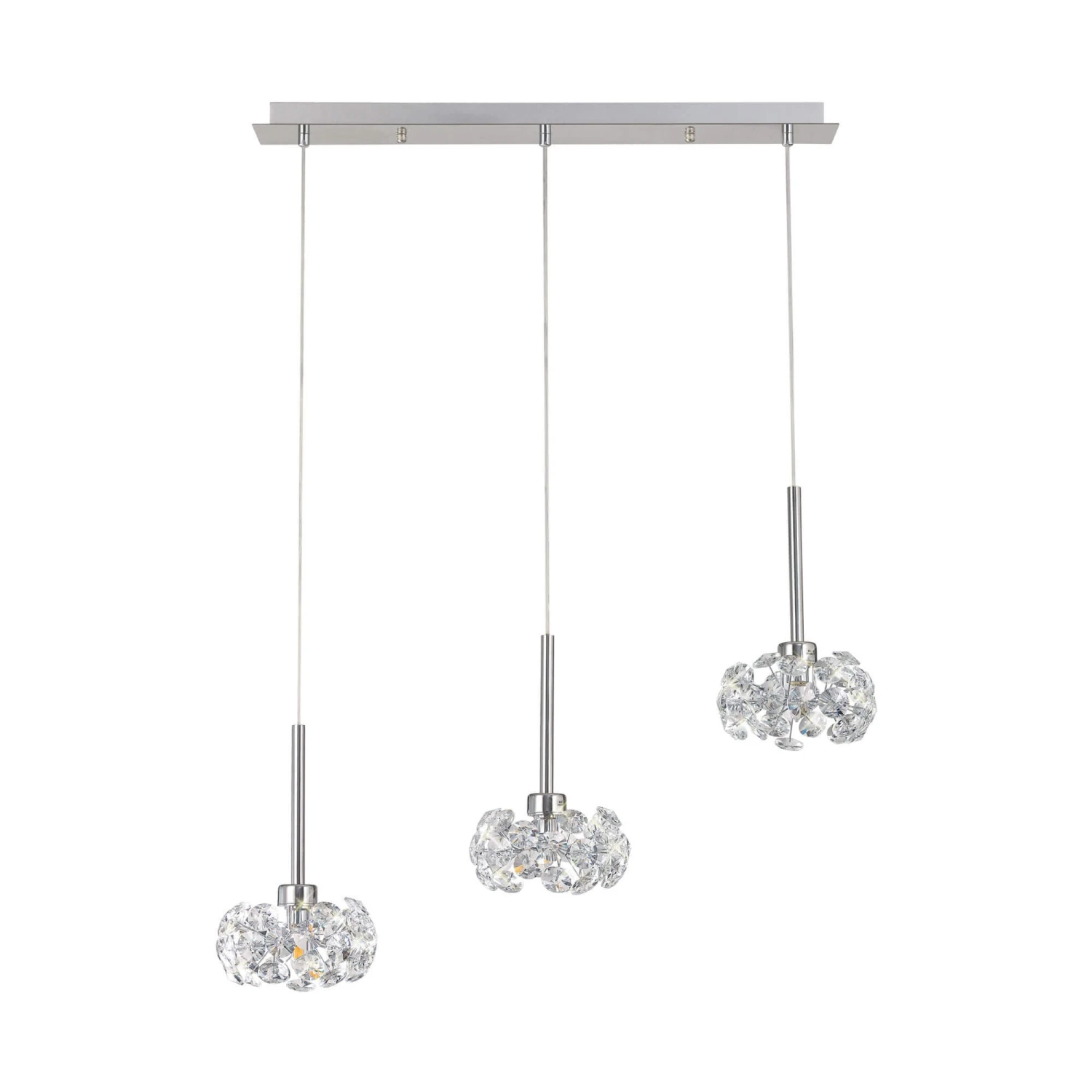 Avezza Chrome And Crystal 3 Light Bar Pendant Light 2 Avezza Chrome And Crystal 3 Light Bar Pendant Light - Image 2