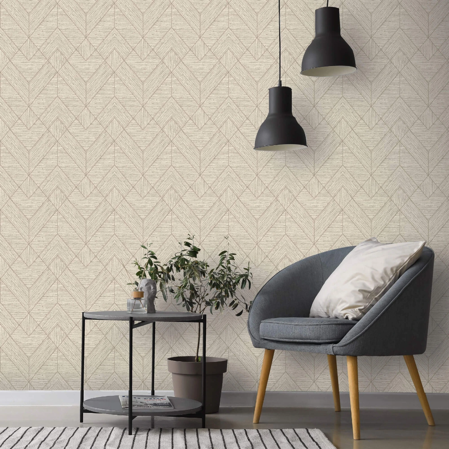 Wood Grain Geo Neutral Gold Wallpaper 3 Wood Grain Geo Neutral Gold Wallpaper - Image 3