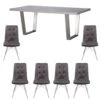 Caspian Grey Concrete-Effect 200cm Dining Table And 6 Ciera Dining Chair