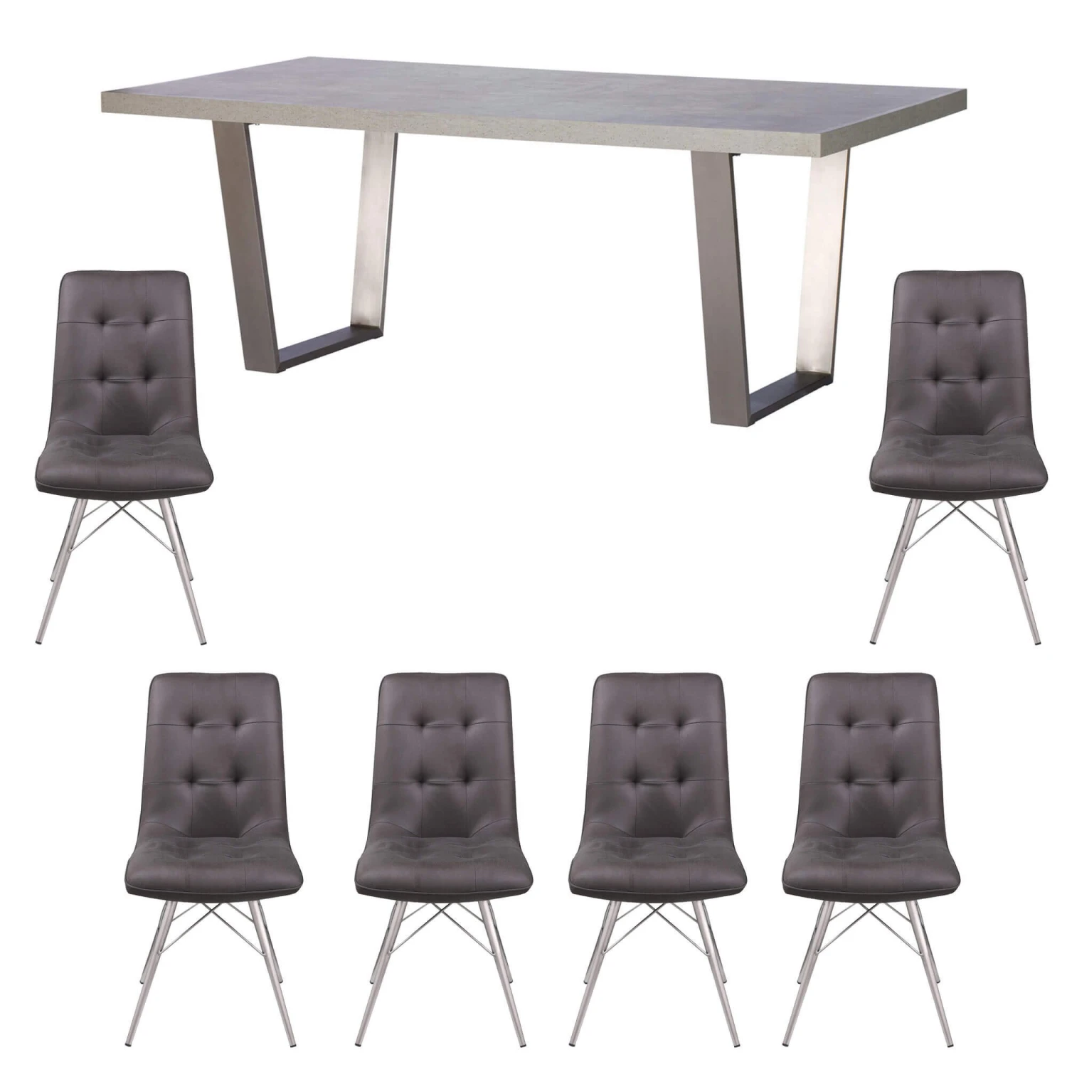 Caspian Grey Concrete-Effect 200cm Dining Table And 6 Ciera Dining Chair 1 Caspian Grey Concrete-Effect 200cm Dining Table And 6 Ciera Dining Chair