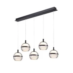 Evenaar Matt Black 5 Light Bar Pendant