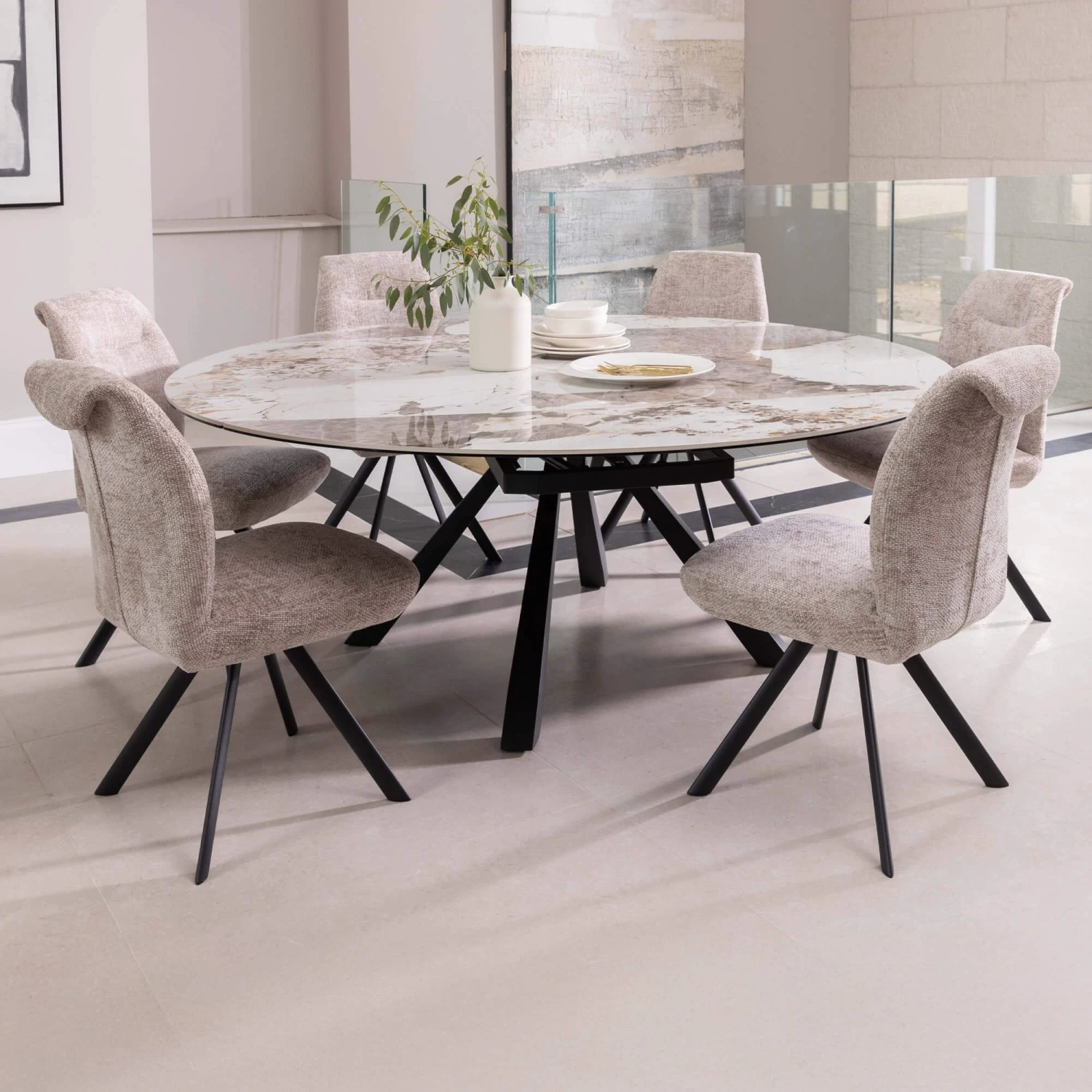 Fiora Casa Volari Round Ceramic Extending Dining Table 1 Fiora Casa Volari Round Ceramic Extending Dining Table