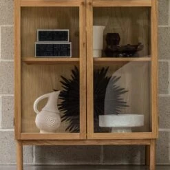 Aarhus Natural Oak Tall Display Cabinet -Housing Units Furniture Store ae8ac7a9984ad98634b1543d4b405e9f