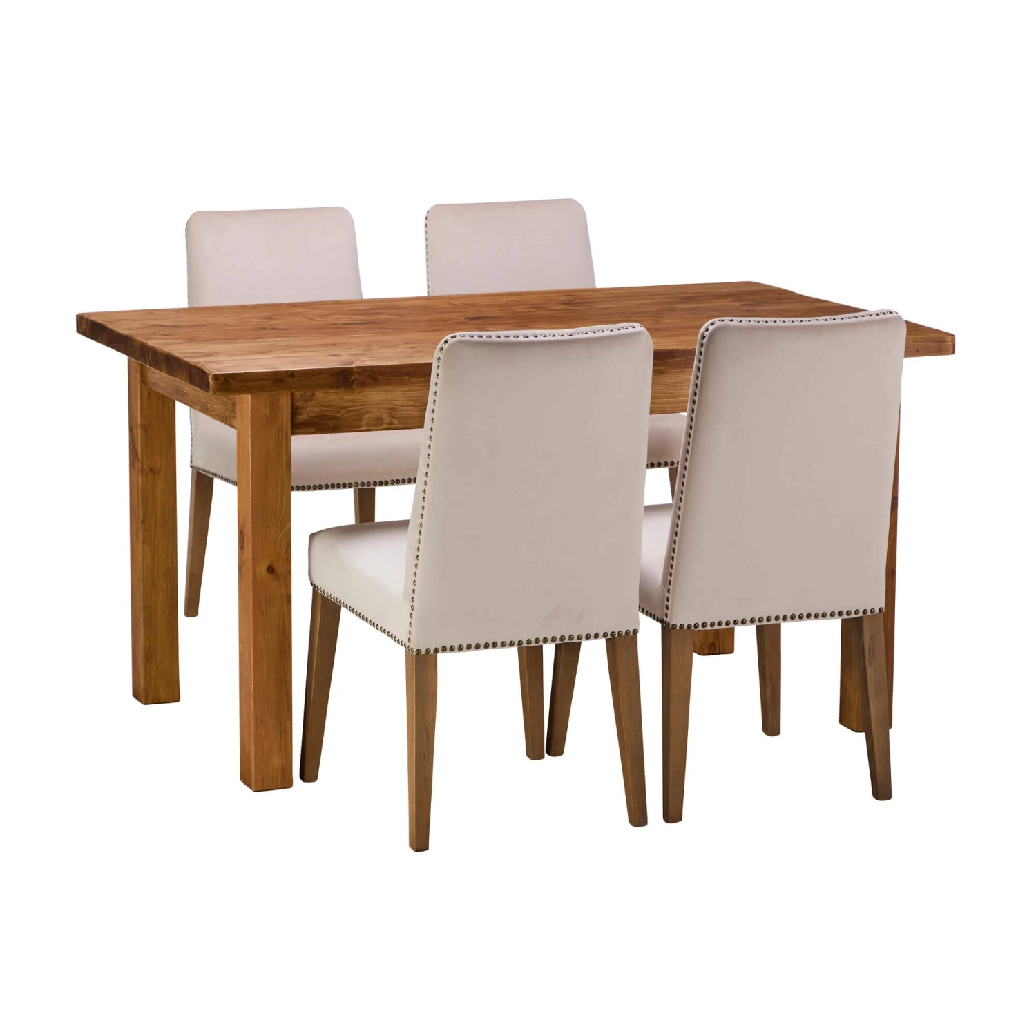 Narva Wooden Dining Table With 4 Rowen Mink Velvet Dining Chairs 1 Narva Wooden Dining Table With 4 Rowen Mink Velvet Dining Chairs