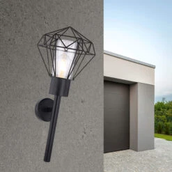 Hassop Black Diamond Outdoor Torch Wall Light