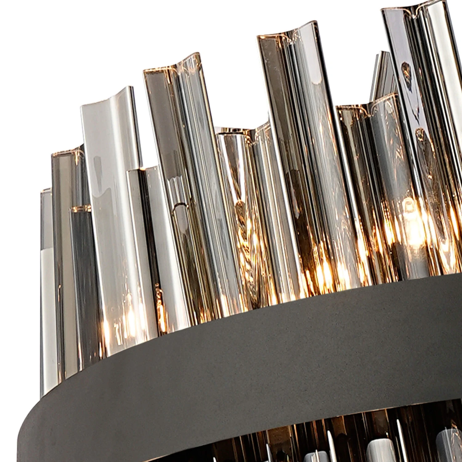 Azio Satin Black & Smoked Round 80cm Pendant Light 5 Azio Satin Black & Smoked Round 80cm Pendant Light - Image 5