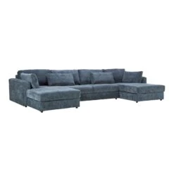 Ellington Teal Fabric U-Shaped Sofa