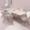 Toledo Electric Extending Dining Table With 6 Rosina Swivel Dining Chairs