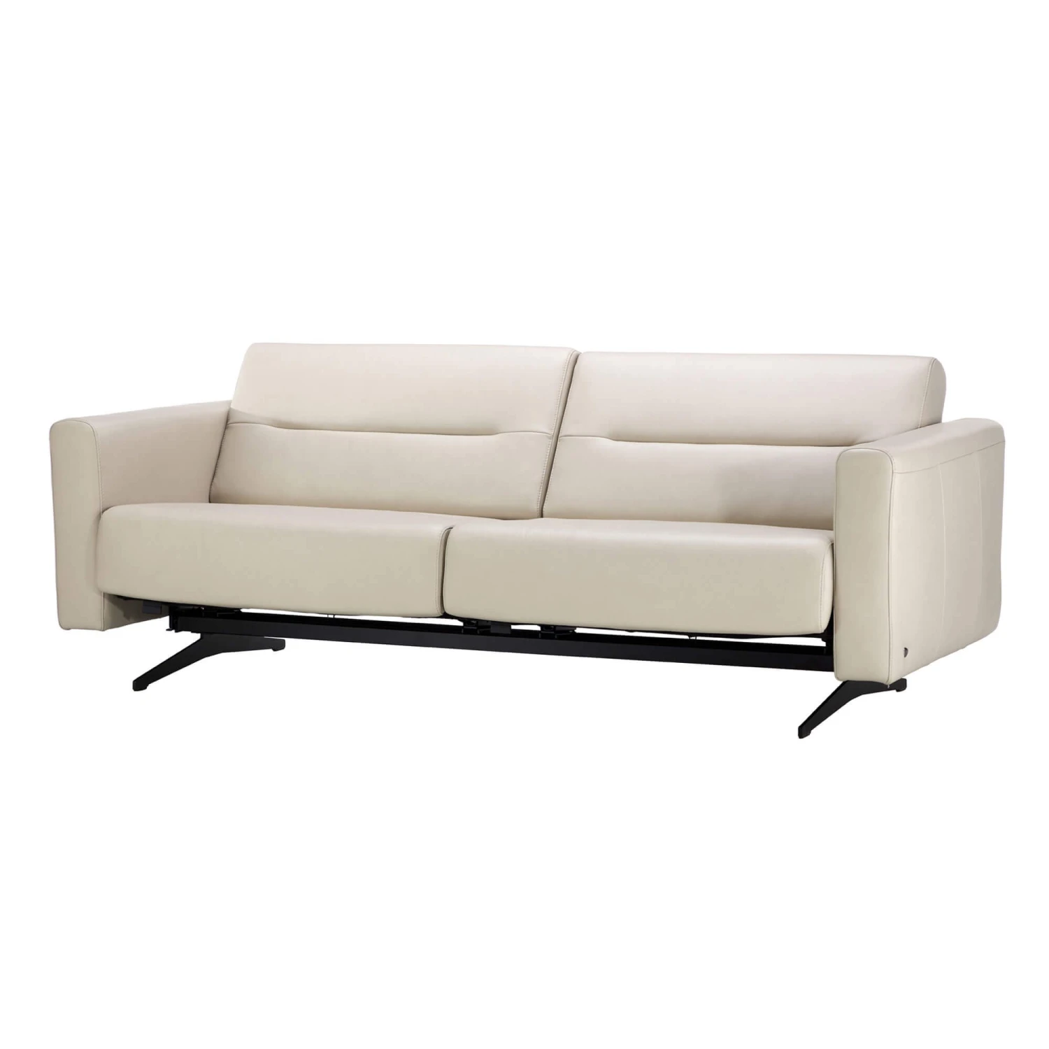 Stressless Stella 2.5 Seater Sofa In Velaro Light Grey Leather & Matt Black 2 Stressless Stella 2.5 Seater Sofa In Velaro Light Grey Leather & Matt Black - Image 2