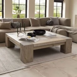 Montana Arizona Grey Reclaimed Wood Square Coffee Table