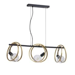 Cerchio Black & Gold 3 Light Bar Pendant