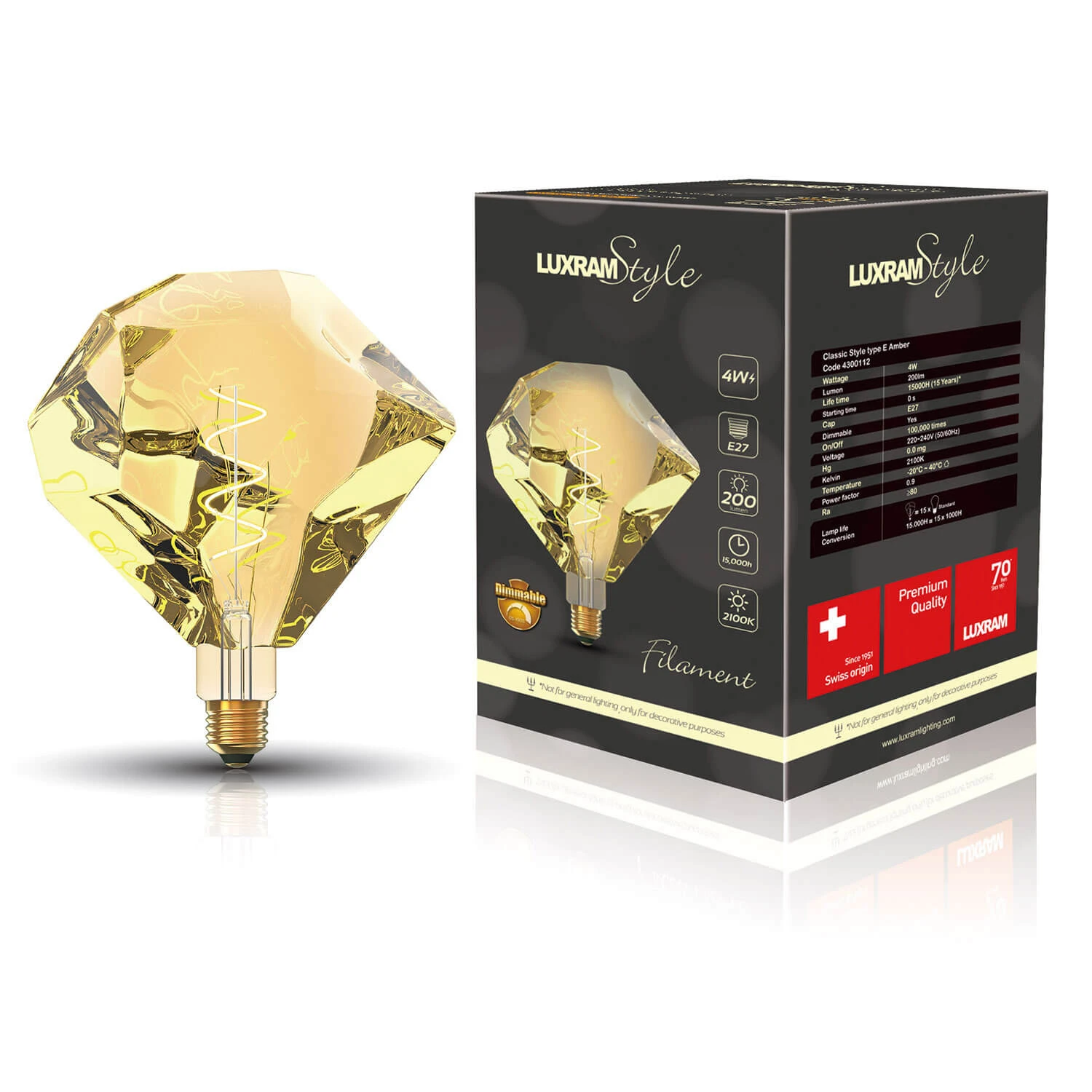 Rough Amber Glass E27 LED Bulb 2 Rough Amber Glass E27 LED Bulb - Image 2