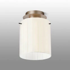 Lino Ribbed Light Gold & White Wide Line Glass Flush Ceiling Light