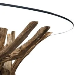 Java Reclaimed Teak 130cm Round Dining Table & 4 Toby Brown Faux Leather Chairs -Housing Units Furniture Store b5922a9caa8fb078de1bbdbd620f83c6