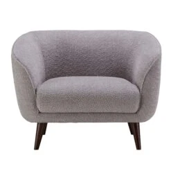 Adrienne Grey Boucle Fabric Armchair