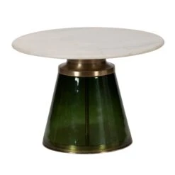Puro Green Glass And Marble Coffee Table