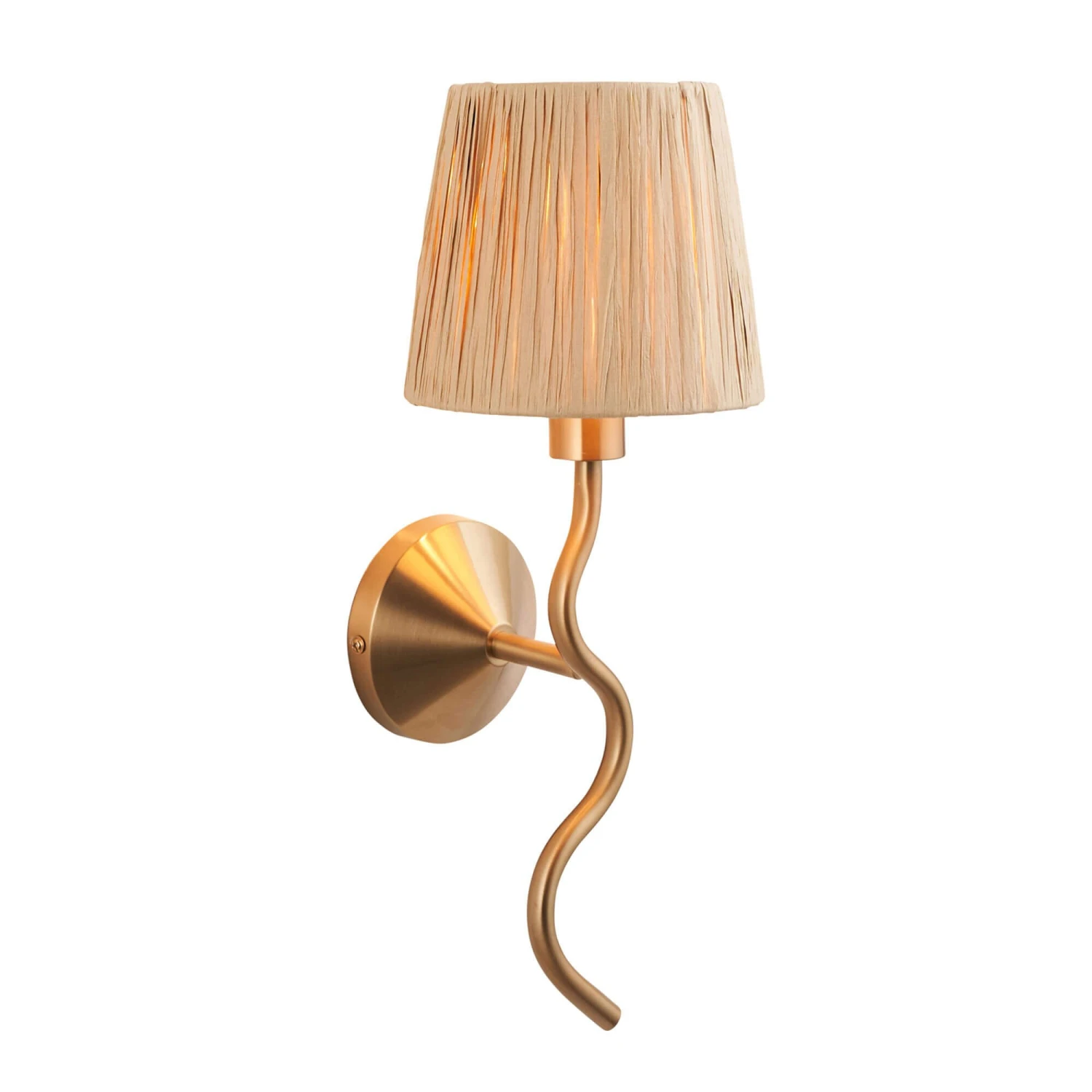Wriggle Aged Brass Wall Lamp With Raffia Shade 3 Wriggle Aged Brass Wall Lamp With Raffia Shade - Image 3