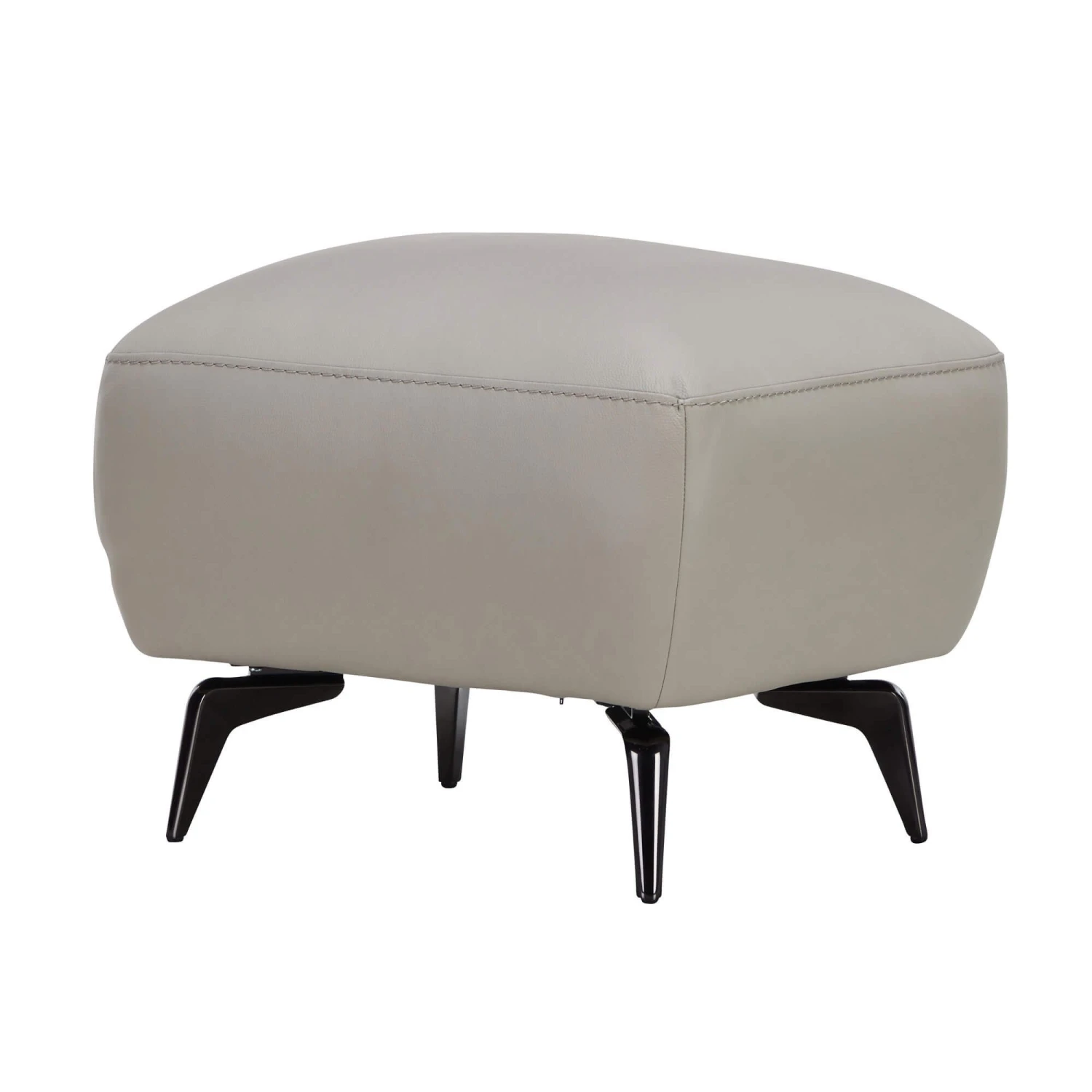 Lariano Light Grey Leather Ottoman 2 Lariano Light Grey Leather Ottoman - Image 2