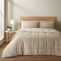 Catherine Lansfield Cosy Cord Natural Coverless Duvet