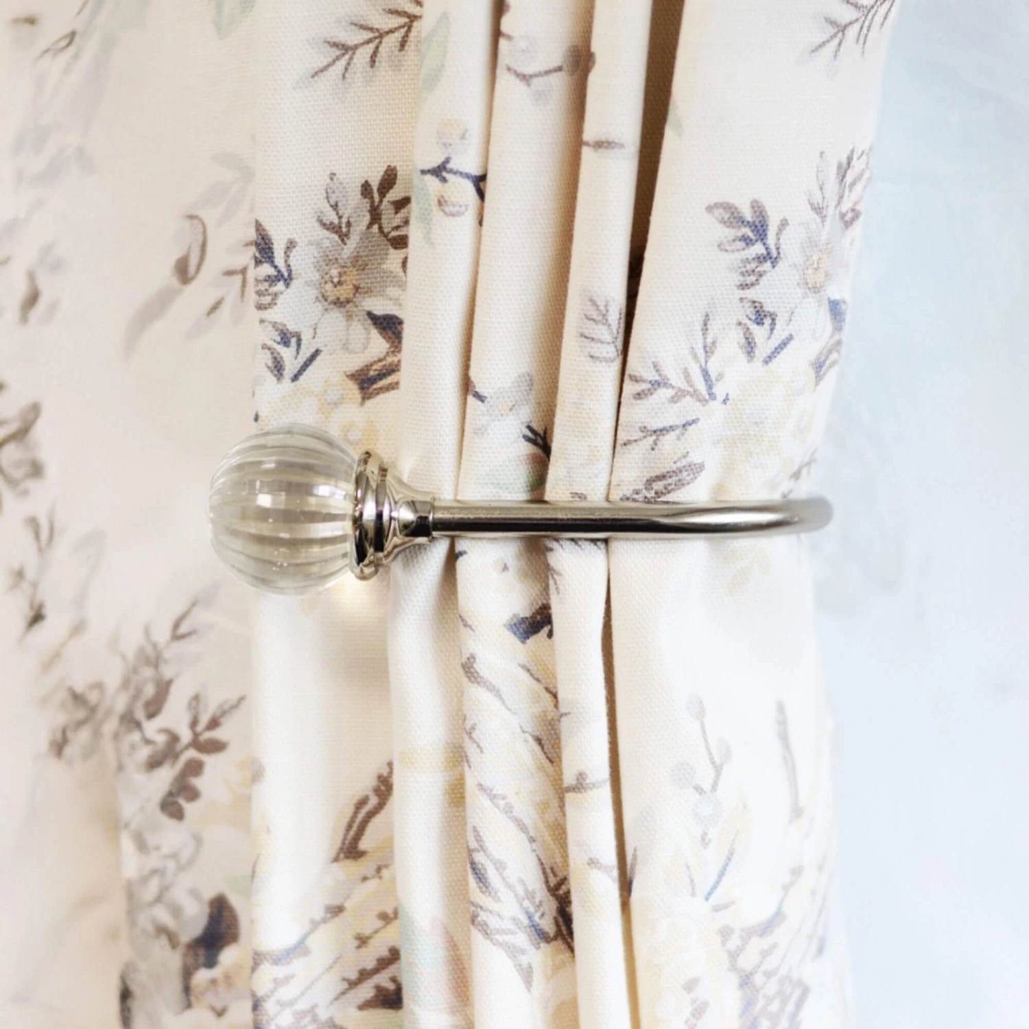 Laura Ashley Vivien Chrome Glass Curtain Holdback Pair 1 Laura Ashley Vivien Chrome Glass Curtain Holdback Pair