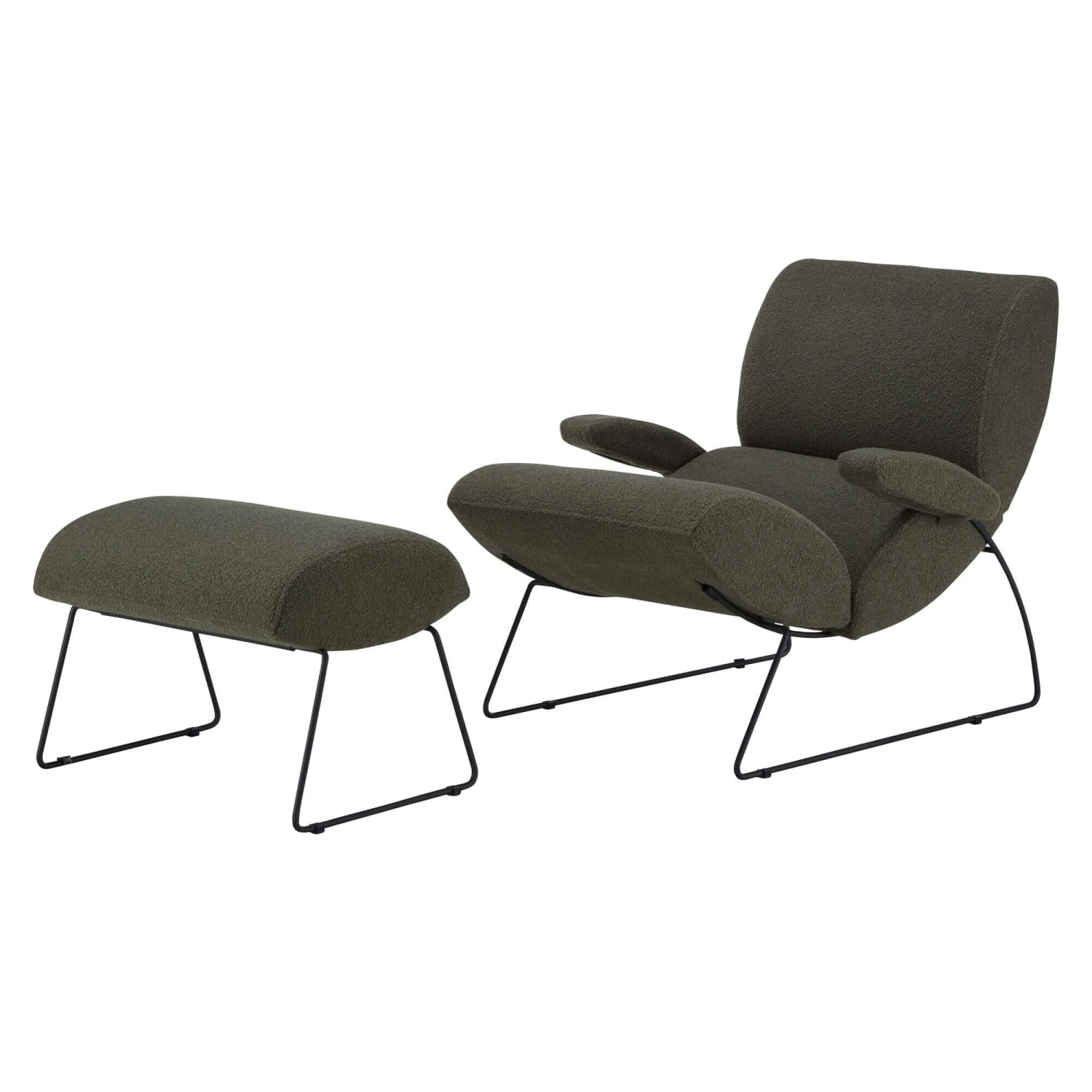 Fama Neox Charcoal Fabric Armchair & Footstool 1 Fama Neox Charcoal Fabric Armchair & Footstool