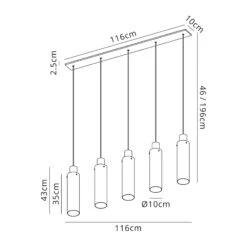 Chelsea Slim Satin Black & Smoked 5 Light Bar Pendant -Housing Units Furniture Store bb3811a56cc9fb9fef1ea3ffed5ec966