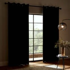 Faux Silk Black 66" X 72" Thermal Blackout Eyelet Curtains -Housing Units Furniture Store bb69859cc772a609b236bd4dc27537fd