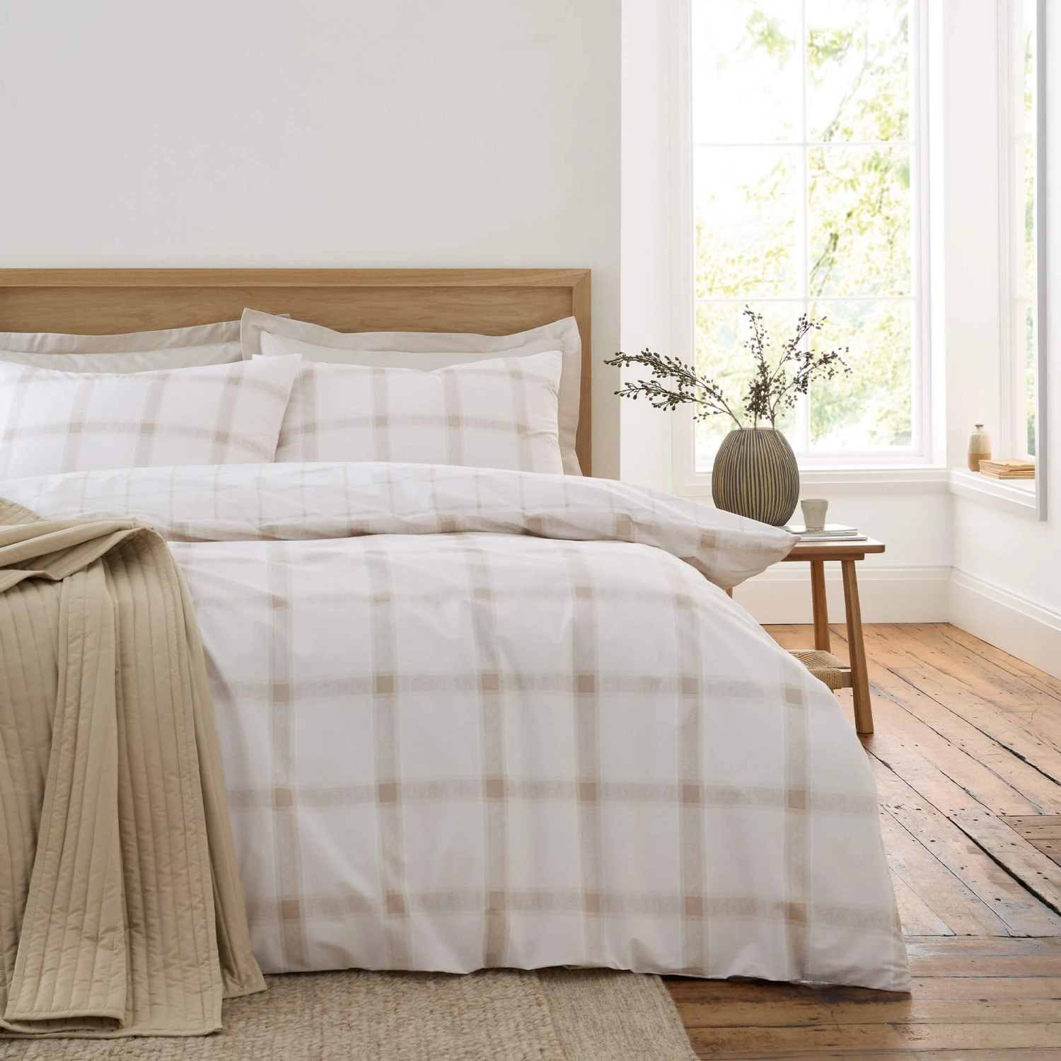 Oxton Check Natural Superking Duvet Set 6 Oxton Check Natural Superking Duvet Set - Image 6