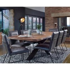 Harrington Oak 240cm Dining Table & 8 Clarence Grey Chairs