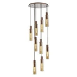 Chelsea Slim Satin Mocha & Amber 9 Light Pendant -Housing Units Furniture Store bf753f5c40e1bb1b9add19baef4351b9