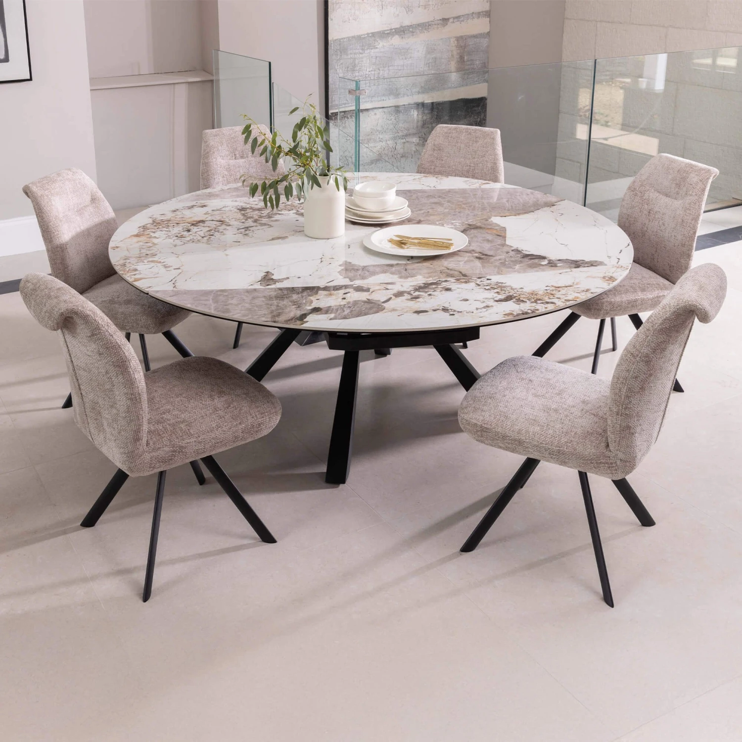 Fiora Casa Volari Round Ceramic Extending Dining Table 2 Fiora Casa Volari Round Ceramic Extending Dining Table - Image 2