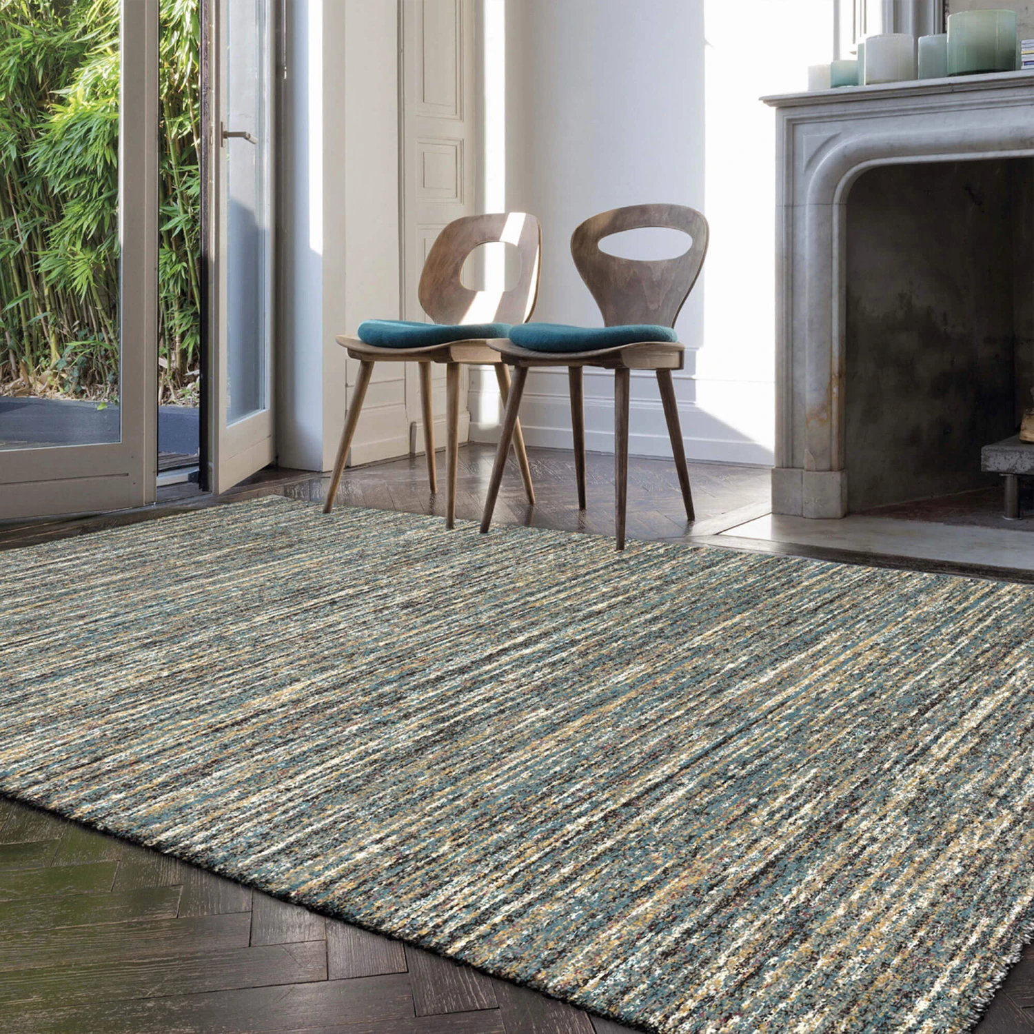 Mehari Blue & Green 200cm X 290cm Rug 1 Mehari Blue & Green 200cm X 290cm Rug