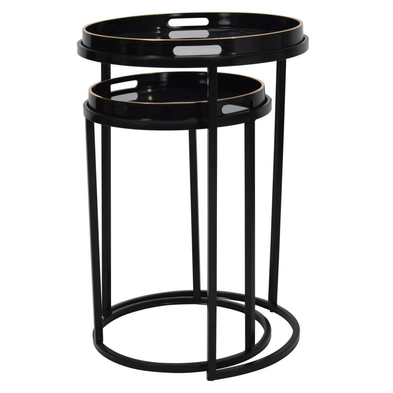 Vesuvius Nest Of 2 Black & Gold Marble Effect Side Tables 1 Vesuvius Nest Of 2 Black & Gold Marble Effect Side Tables