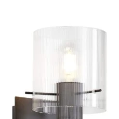 Lino Ribbed Dark Grey & Clear Narrow Line Glass Wall Light -Housing Units Furniture Store c1e3feeb33b1e85d903b482d1bef4bb5