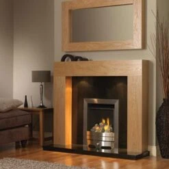 Urban Oak Fire Surround With Black Granite Hearth & Back Panel