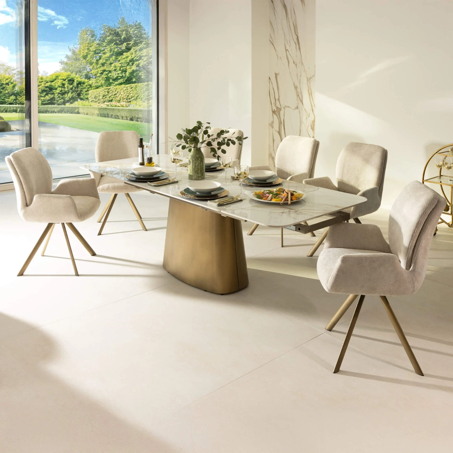 Priama Ceramic Dining Table With 6 Rosina Fabric Dining Chairs 1 Priama Ceramic Dining Table With 6 Rosina Fabric Dining Chairs