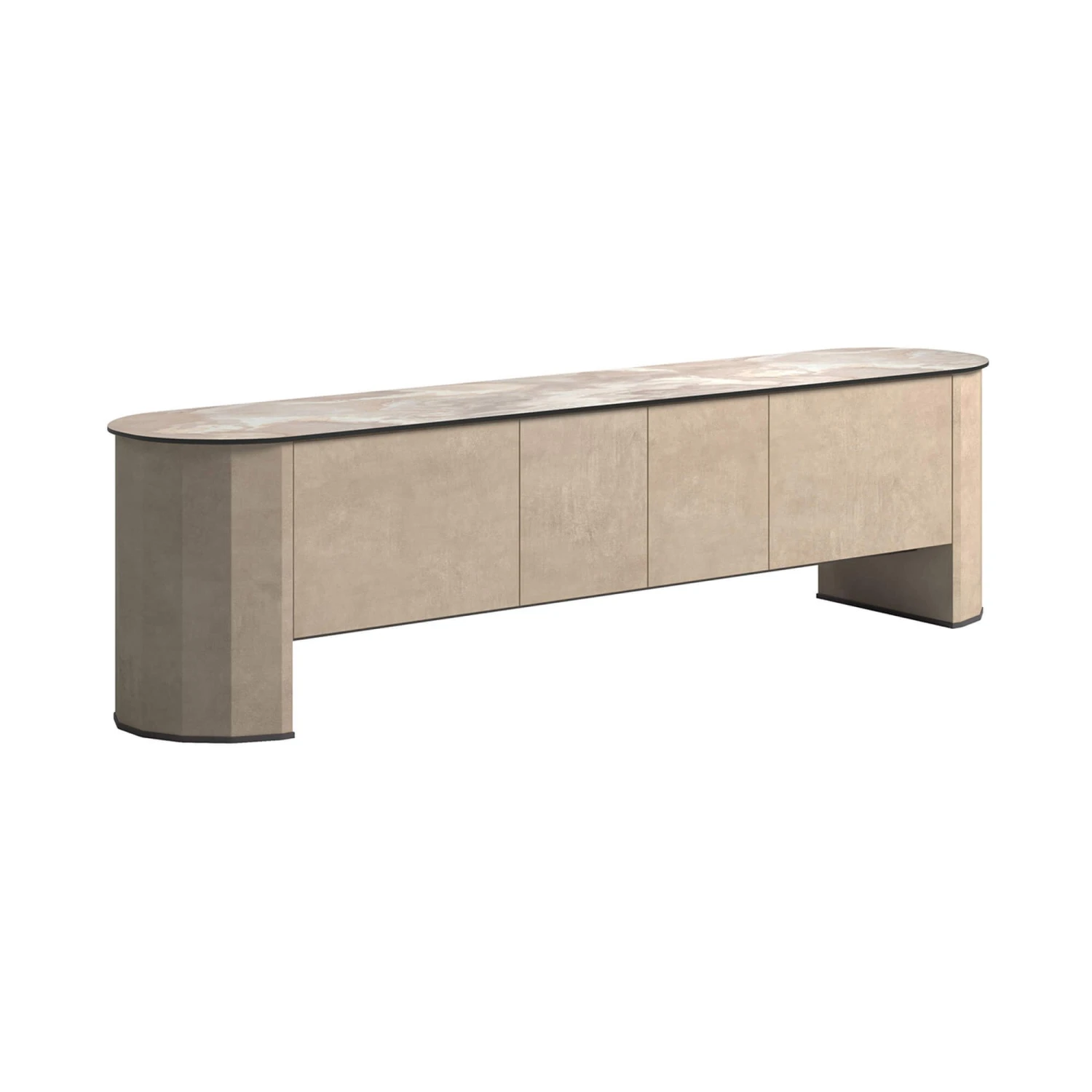 Santori Rounded 4 Door Cream Lowboard 2 Santori Rounded 4 Door Cream Lowboard - Image 2