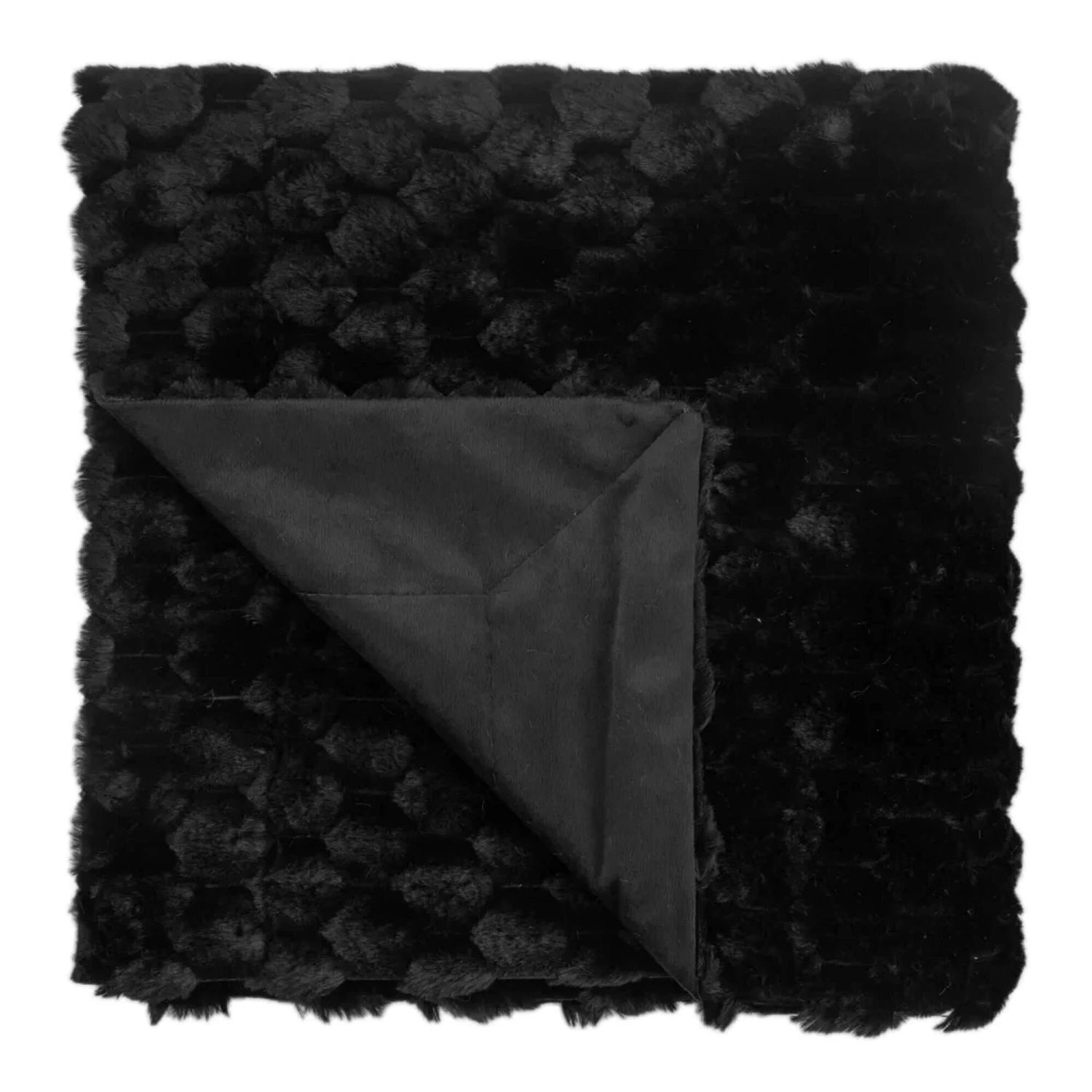 Koochikoo Black Faux Rabbit Throw 1 Koochikoo Black Faux Rabbit Throw