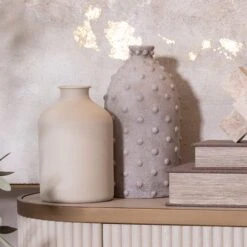 Kali Dot Light Grey Textured Stoneware Vase